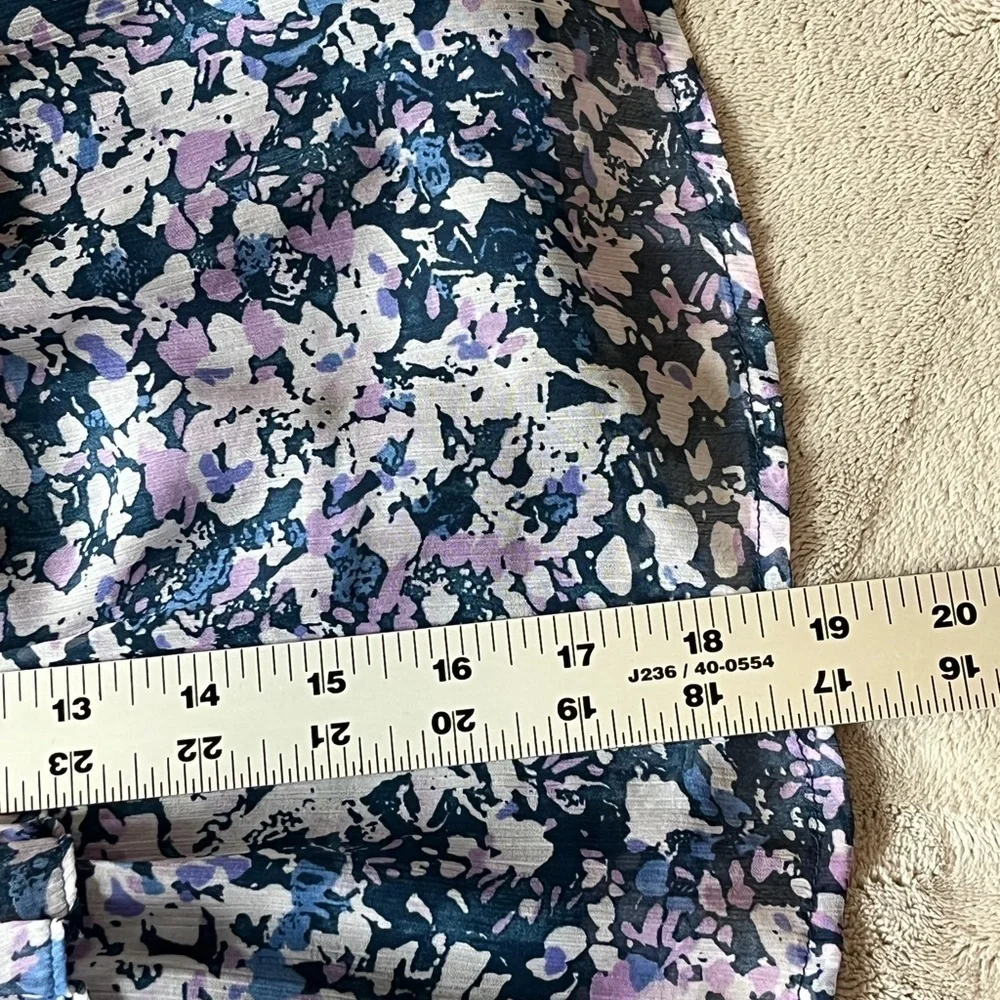 Abercrombie & Fitch Women's XS Purple Floral Sheer Sleeve Ruffle Blouse Romantic